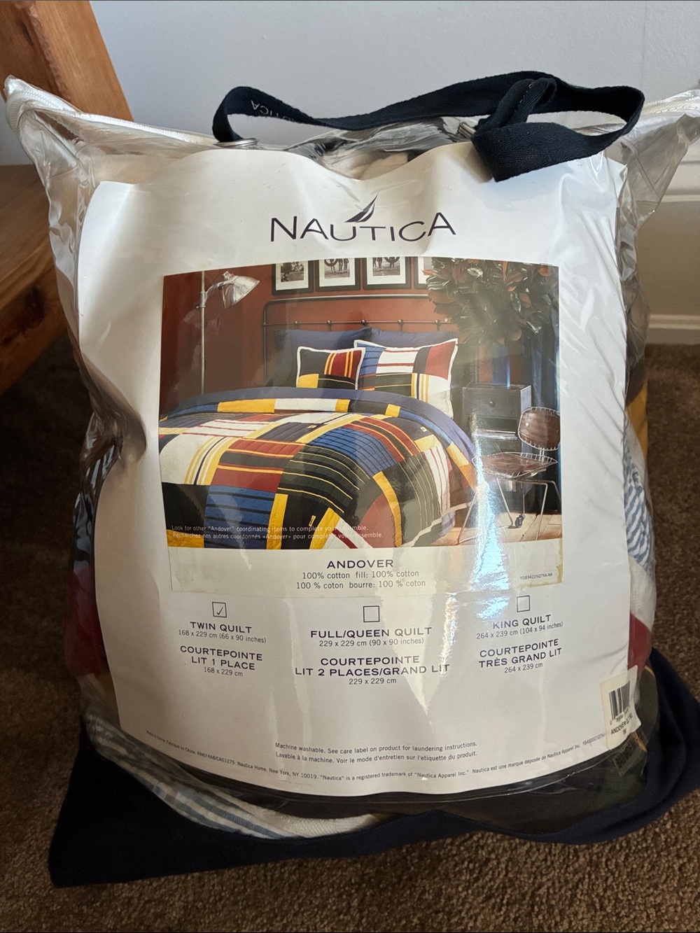 Nautica Twin Quilt Multicolor Striped Cotton Quilt - Blue Yellow Red